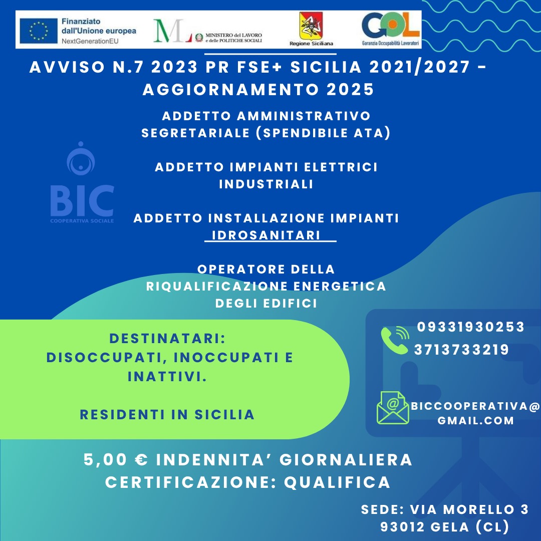 Avviso n.7 2023 PR FSE+ Sicilia 2021/2027 – Aggiornamento 2025