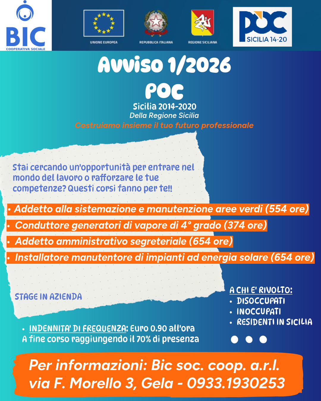 Avviso pubblico n. 1/2026 POC Sicilia 2014-2020